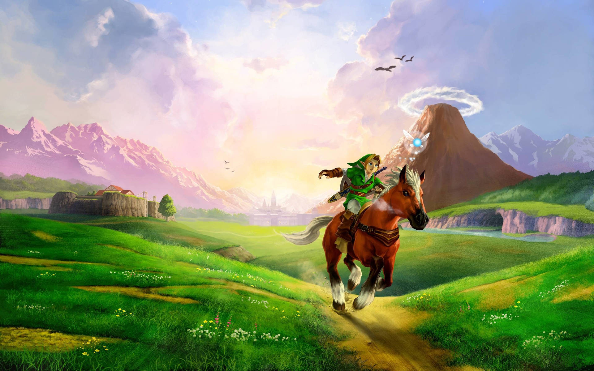 Link and Epona – Brave Companions in their Journey to Defeat Evil in The Legend of Zelda Wallpaper