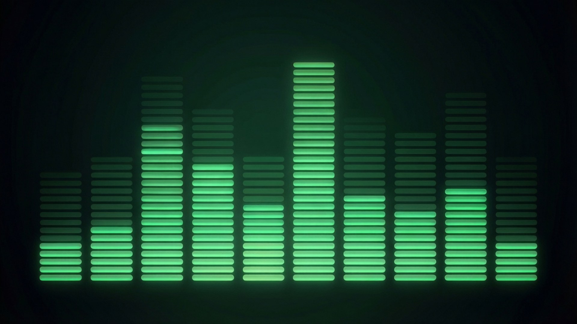 Barras equalizadoras minimalistas do Spotify em verde brilhante sobre fundo escuro