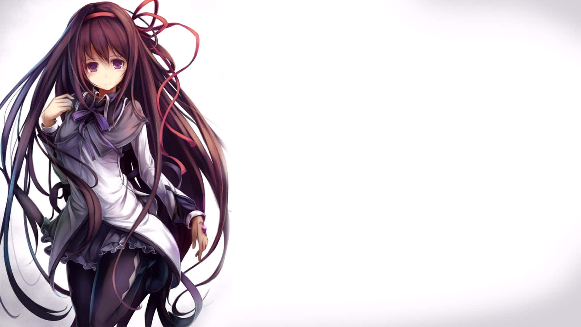 A Girl With Long Hair And A White Background Wallpaper