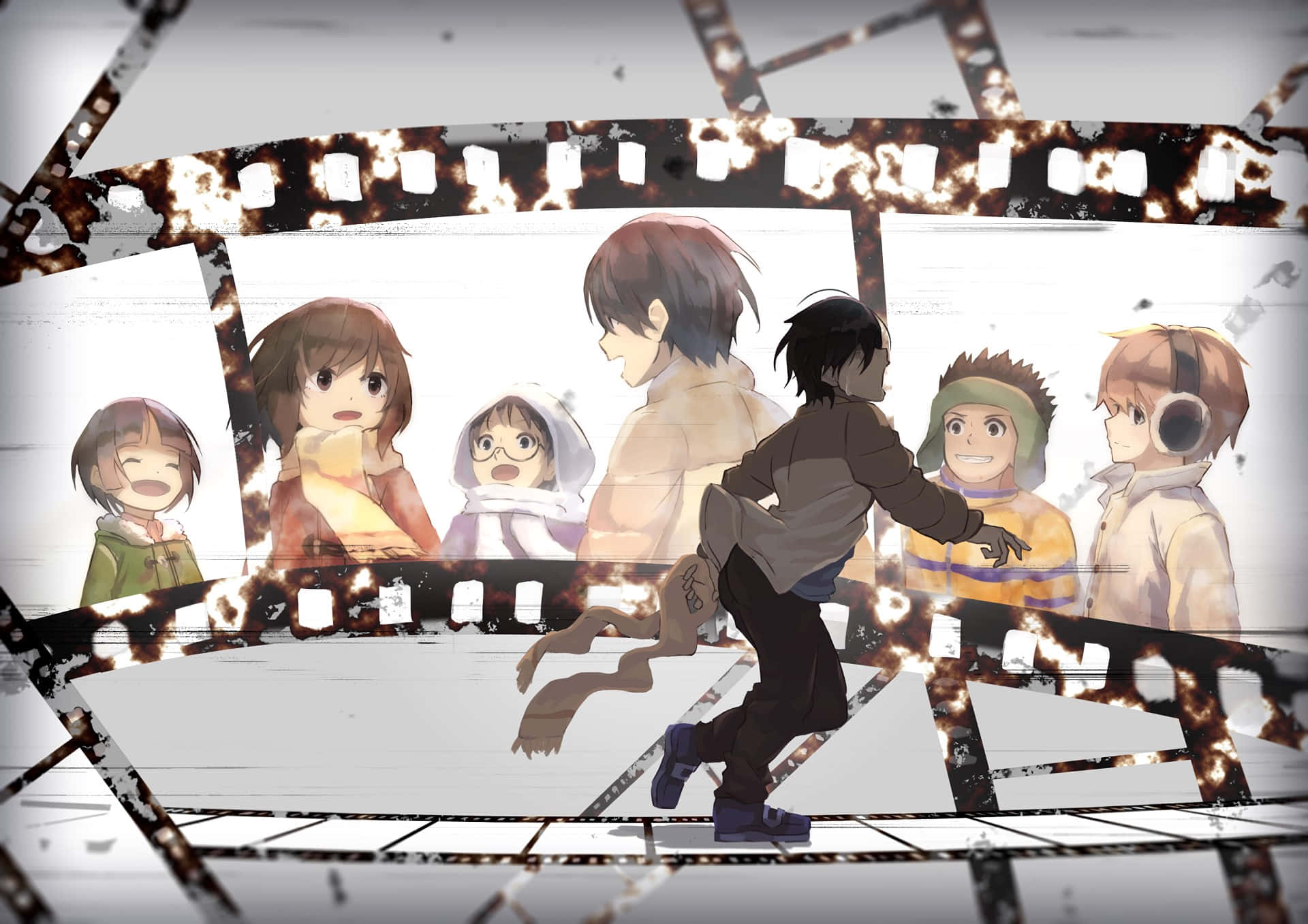 Download Erased Anime Characters Filmstrip Wallpaper | Wallpapers.com