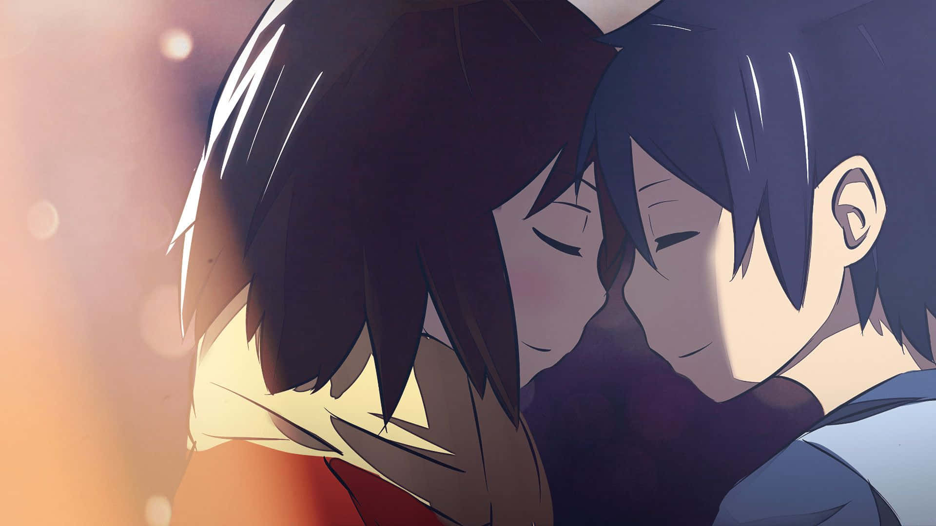 Dospersonajes De Anime Se Están Abrazando