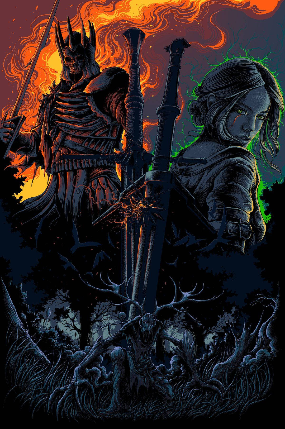 Eredin And Ciri Of The Witcher Art Wallpaper