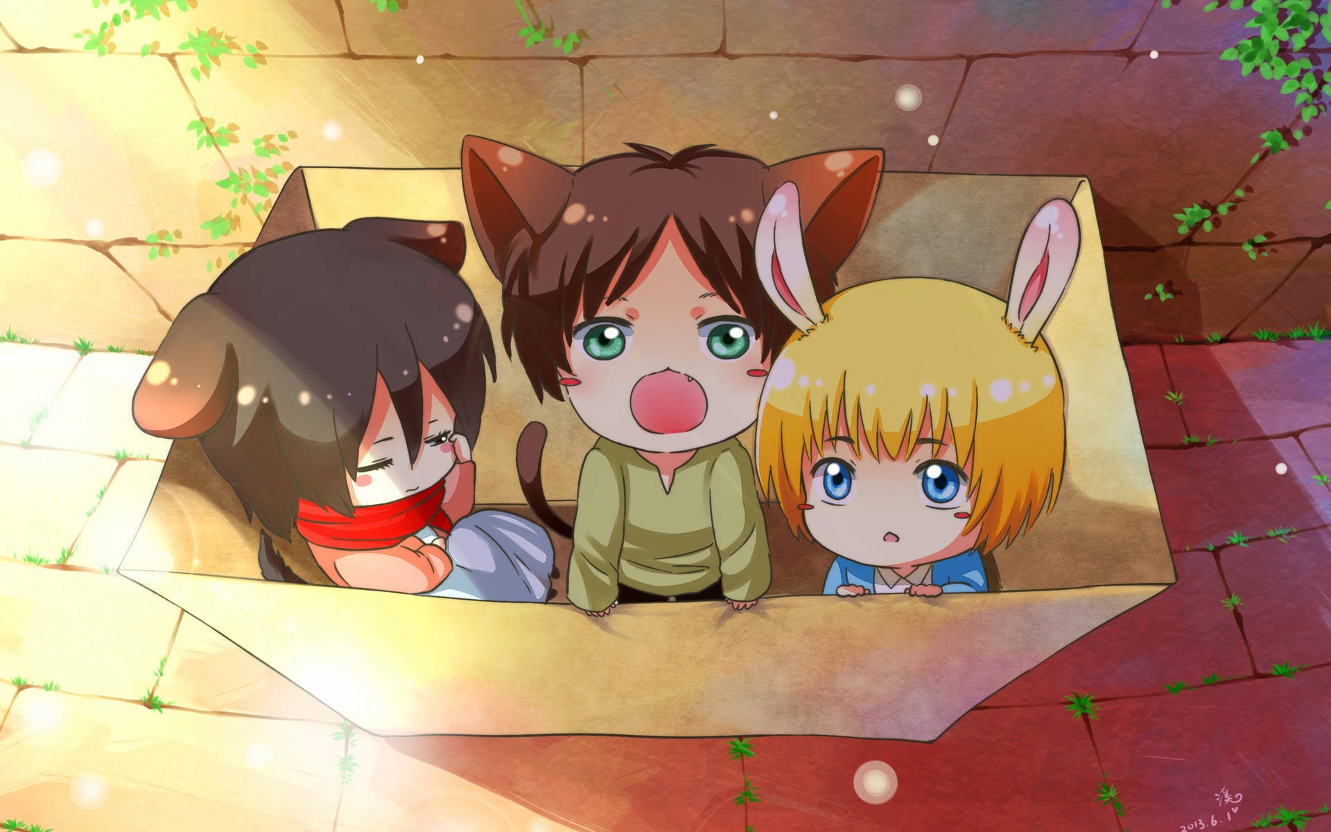 Eren,armin, Mikasa Niedliche Tiere Wallpaper