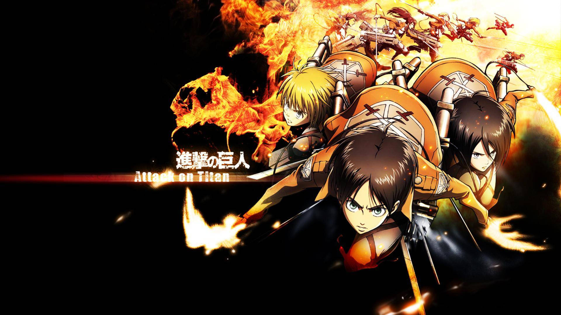 Eren, Mikasa, and Armin from Attack On Titan Anime Wallpaper