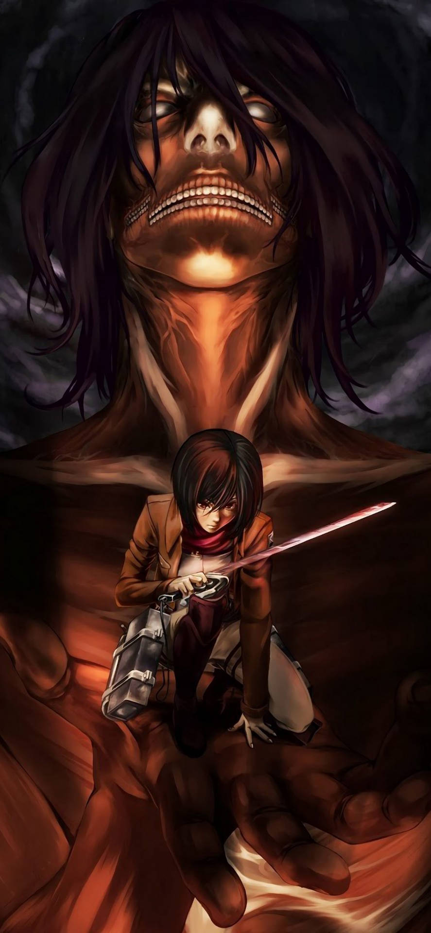 Eren Titan With Mikasa Wallpaper