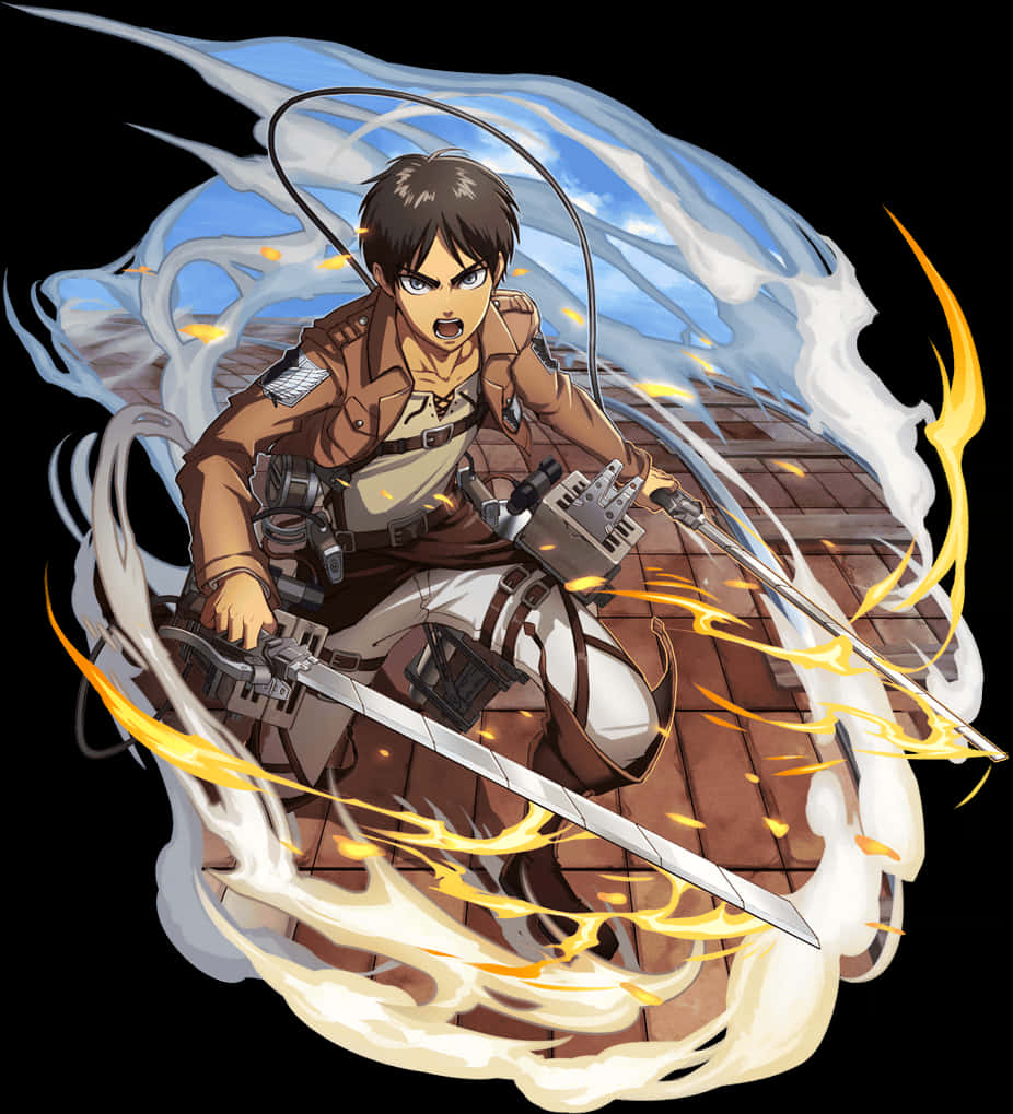 Eren Yeager Attackon Titan Action Pose PNG