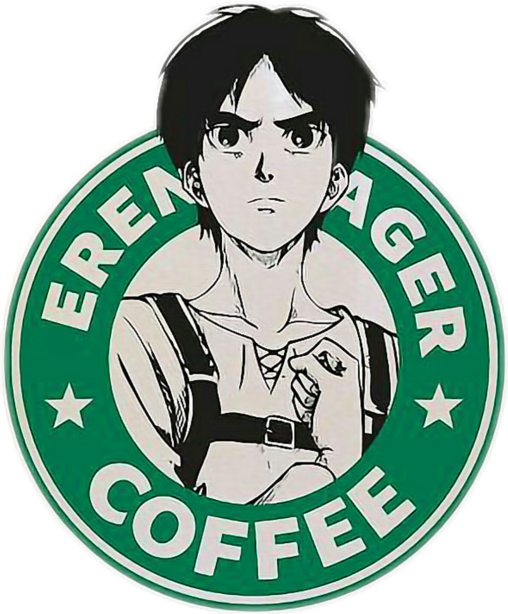 Eren Yeager Coffee Logo Parody PNG