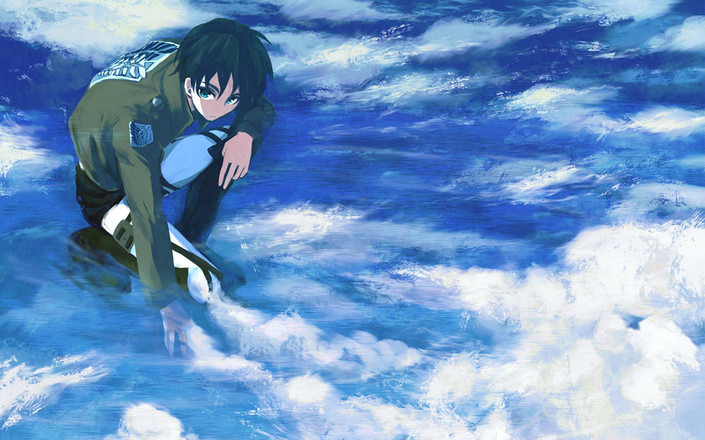 Eren Yeager In The Clouds Wallpaper