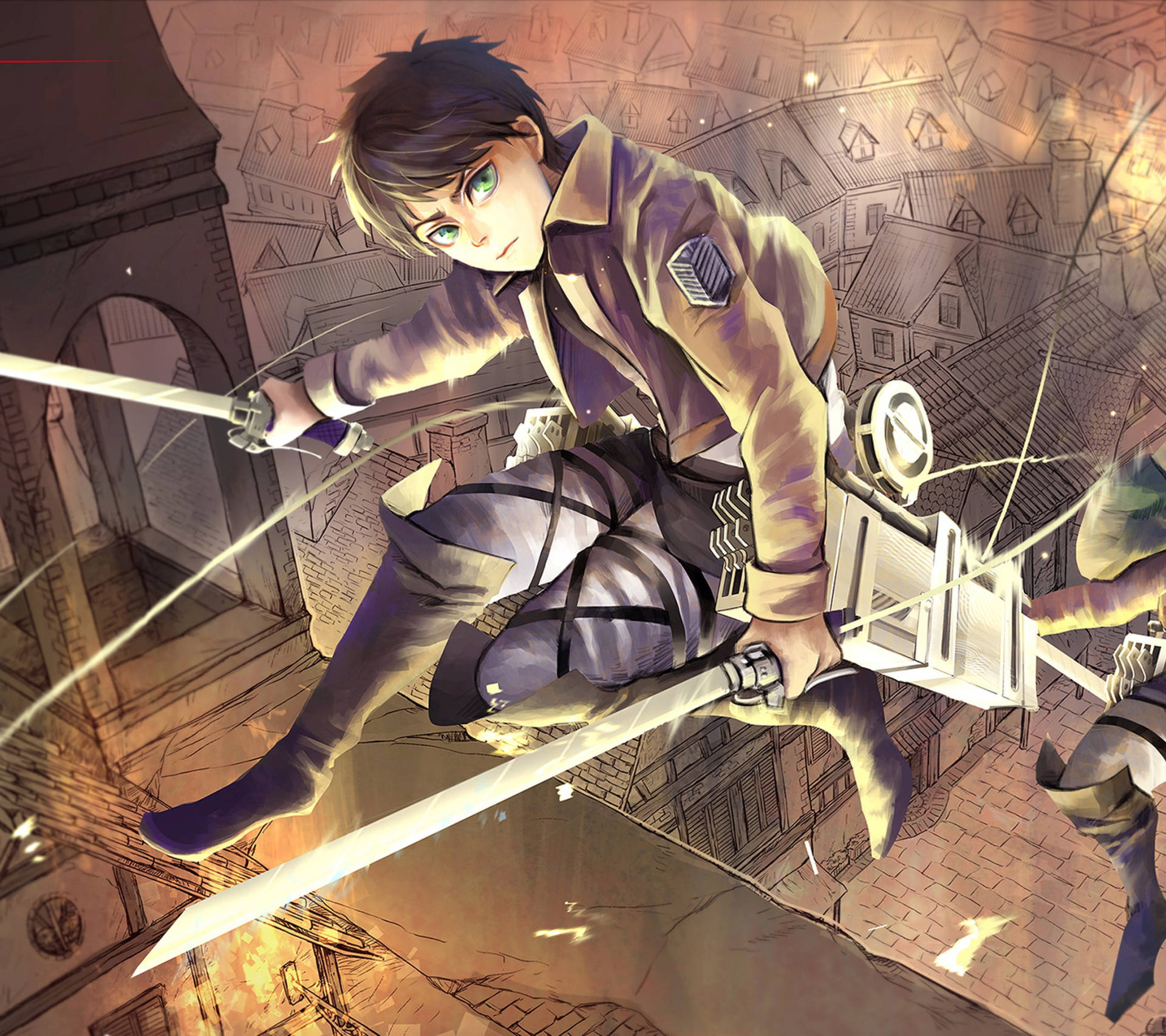 Eren Yeager Of Survey Corps Wallpaper