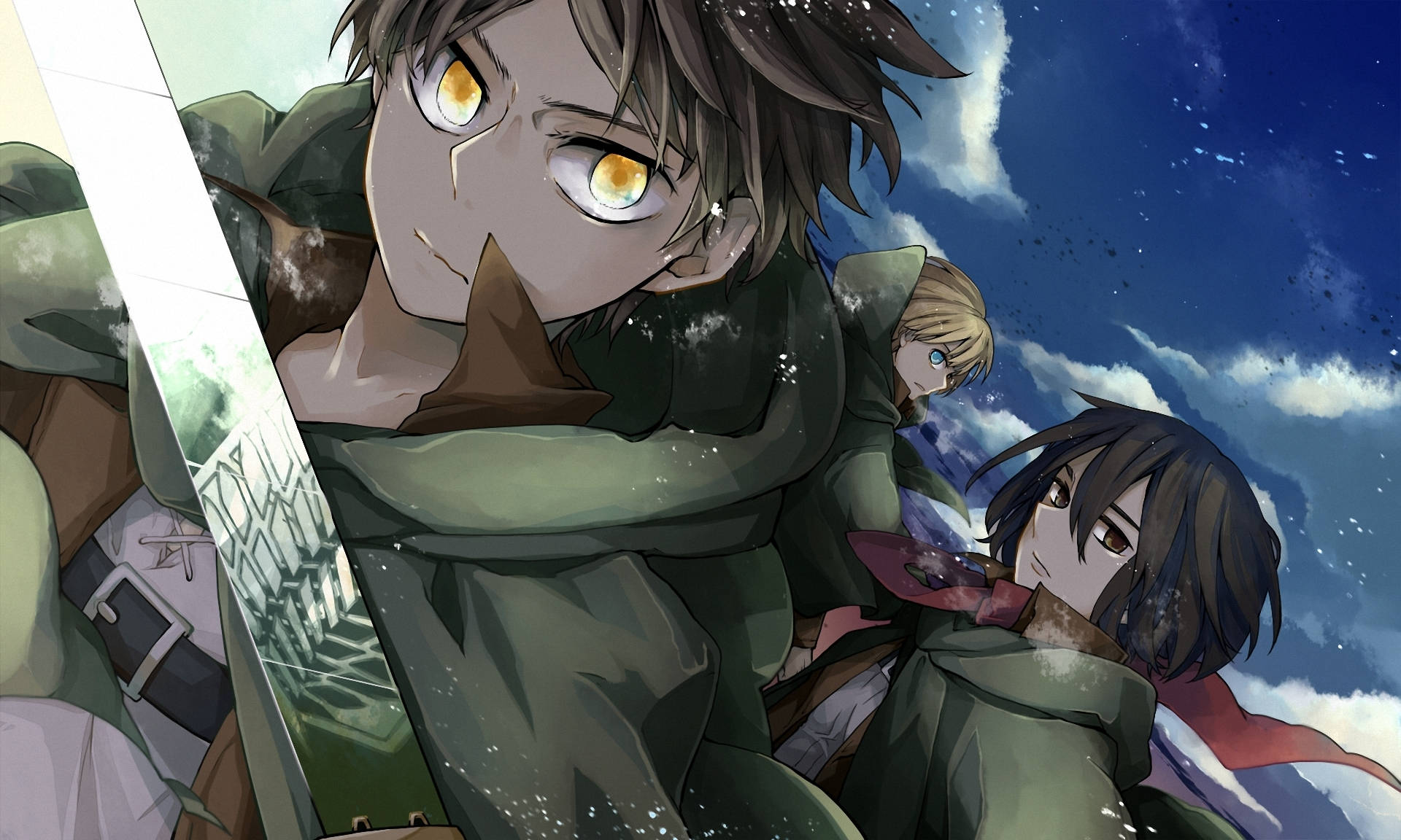 Eren Yeager With Friends Wallpaper