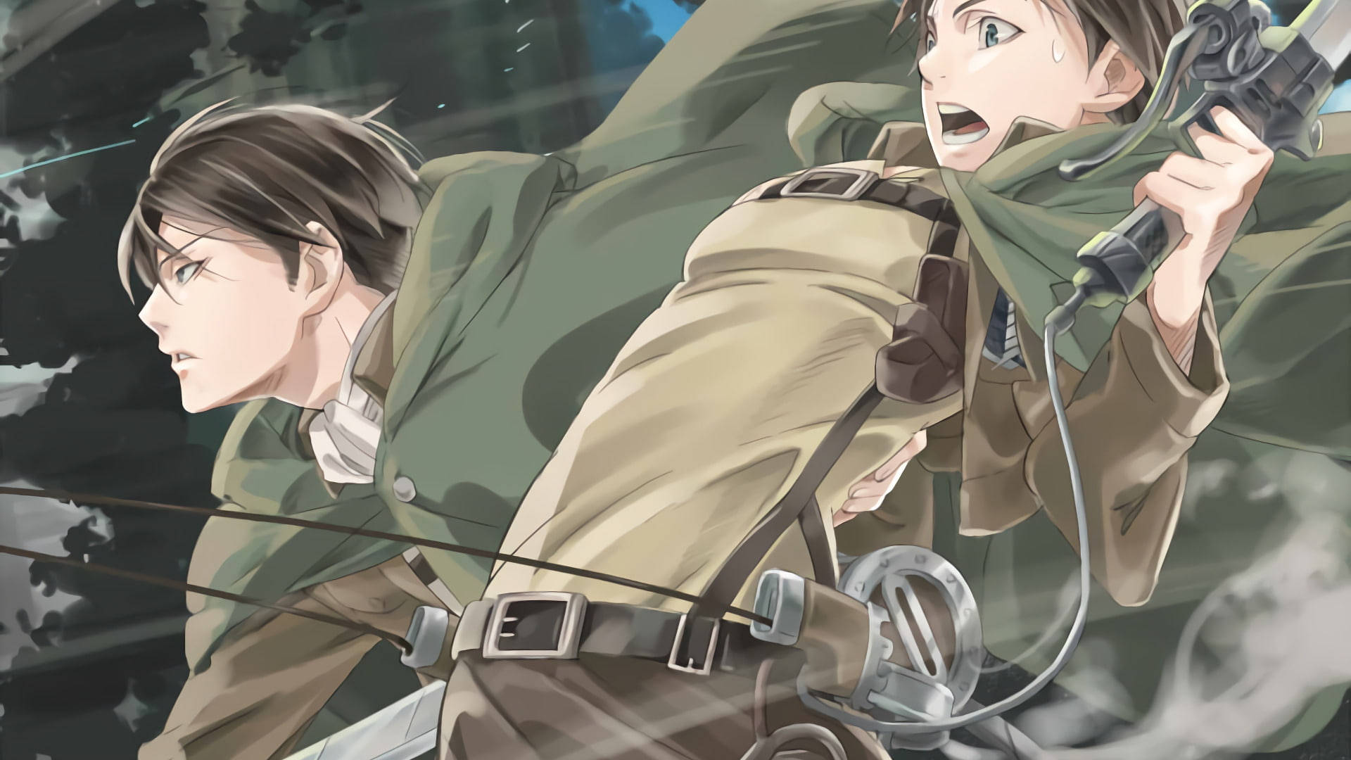Eren Yeager With The Strongest Soldier Wallpaper