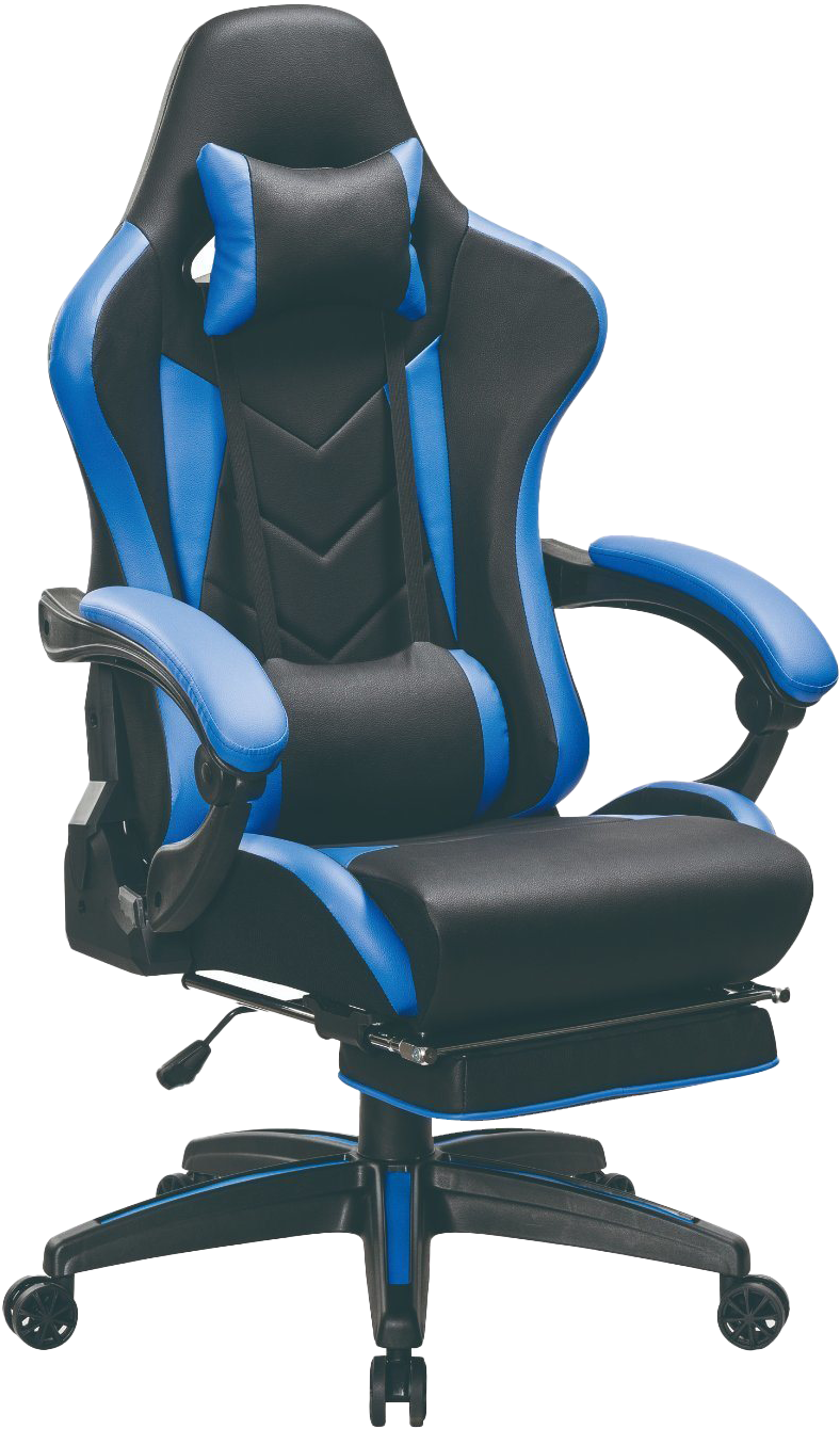 Ergonomic Gaming Chair Blue Black PNG