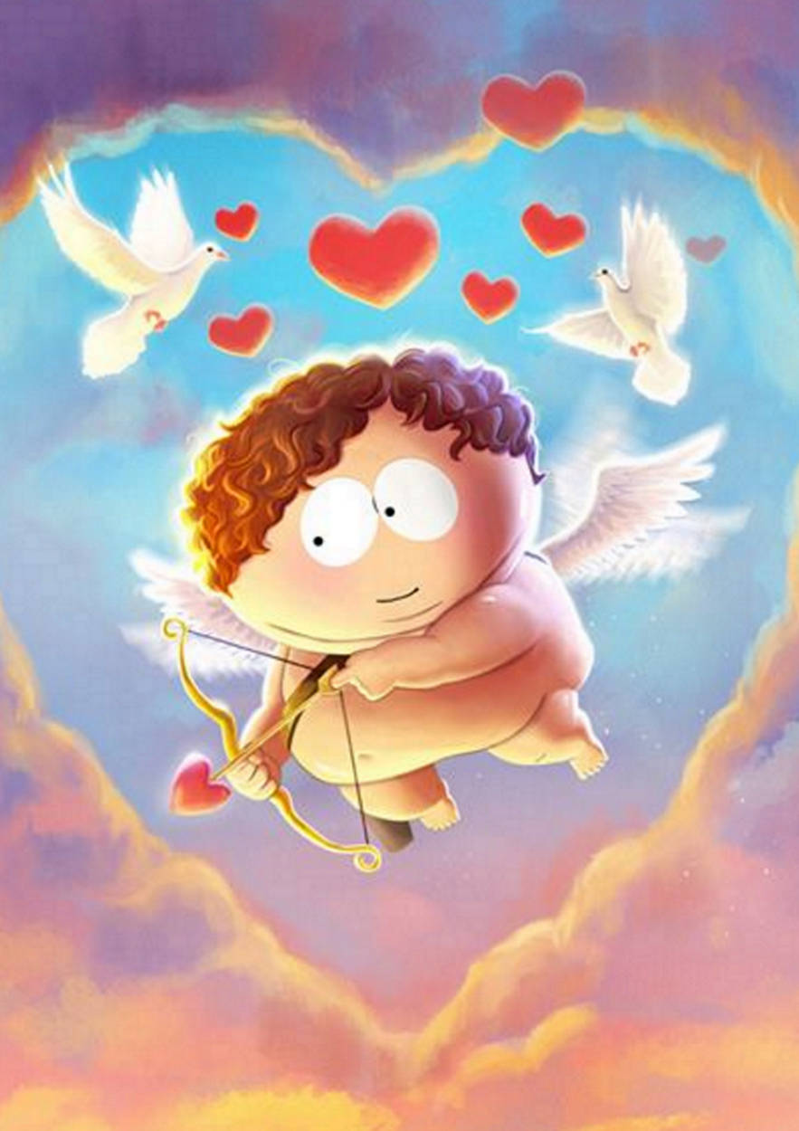 Eric Cartman Cupid Kunst: Pålidelige cirkler af skillfully drawn figurer græder kærlighed. Wallpaper