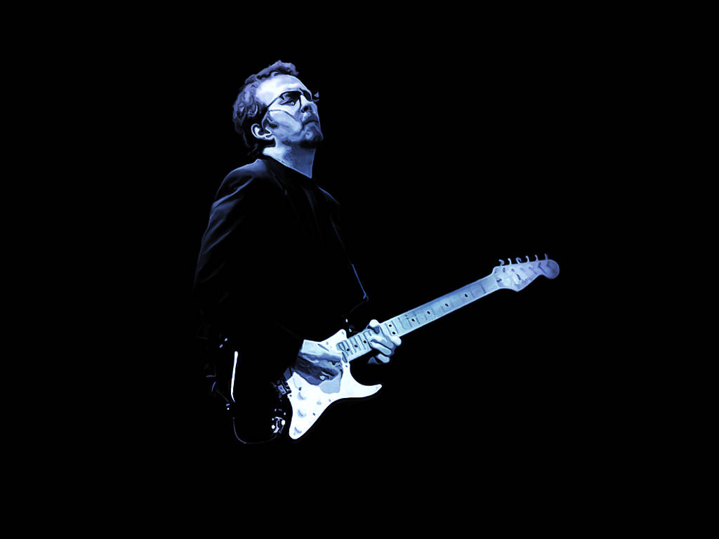 Waves: Lyser blå lysbølger er illumineret af Eric Clapton. Wallpaper