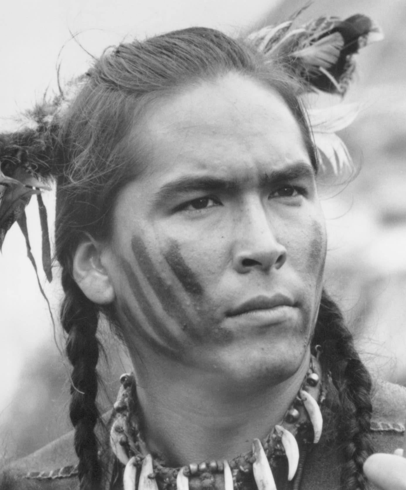 Dramatic Black and White Portrait of Eric Schweig Wallpaper