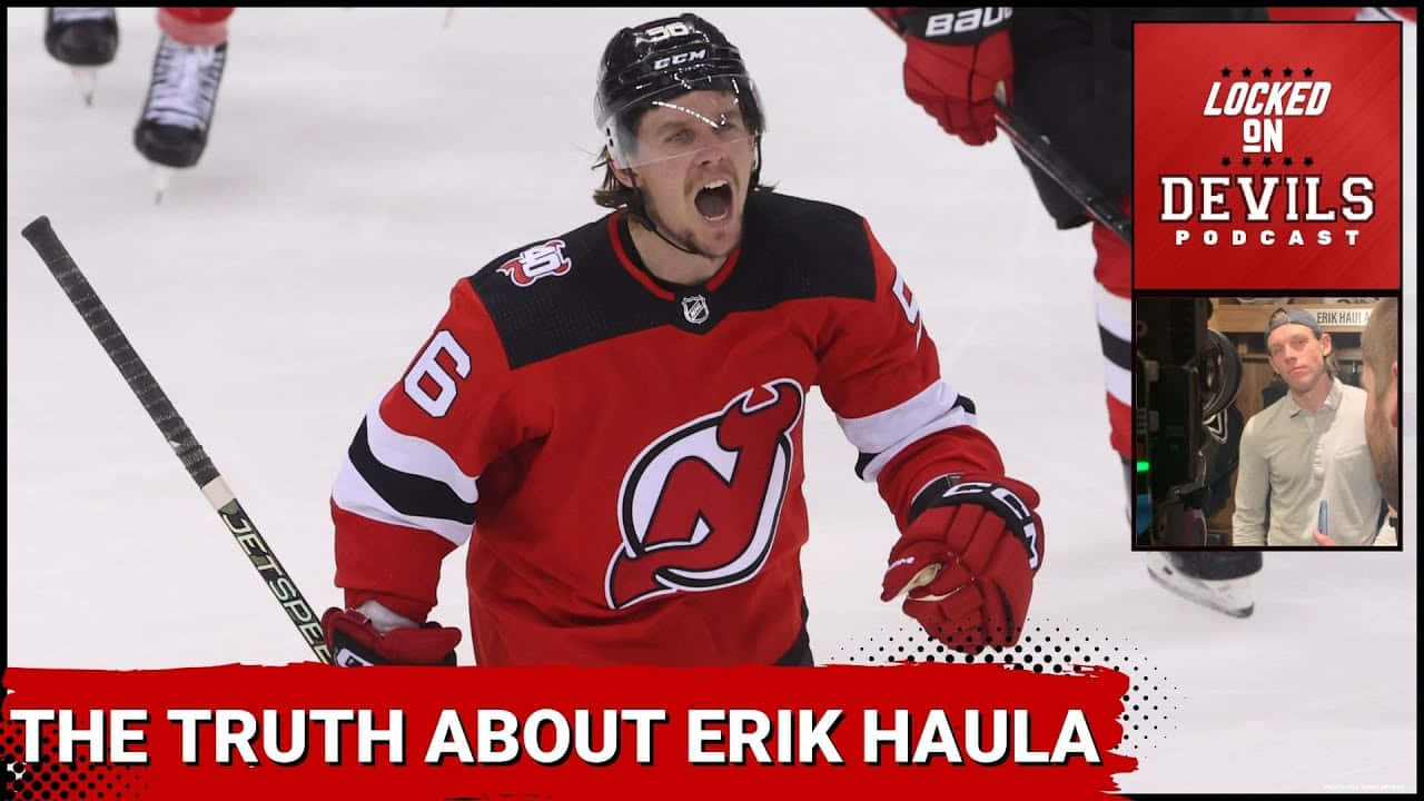Erik Haula Hockey Celebrationand Podcast Promo Wallpaper