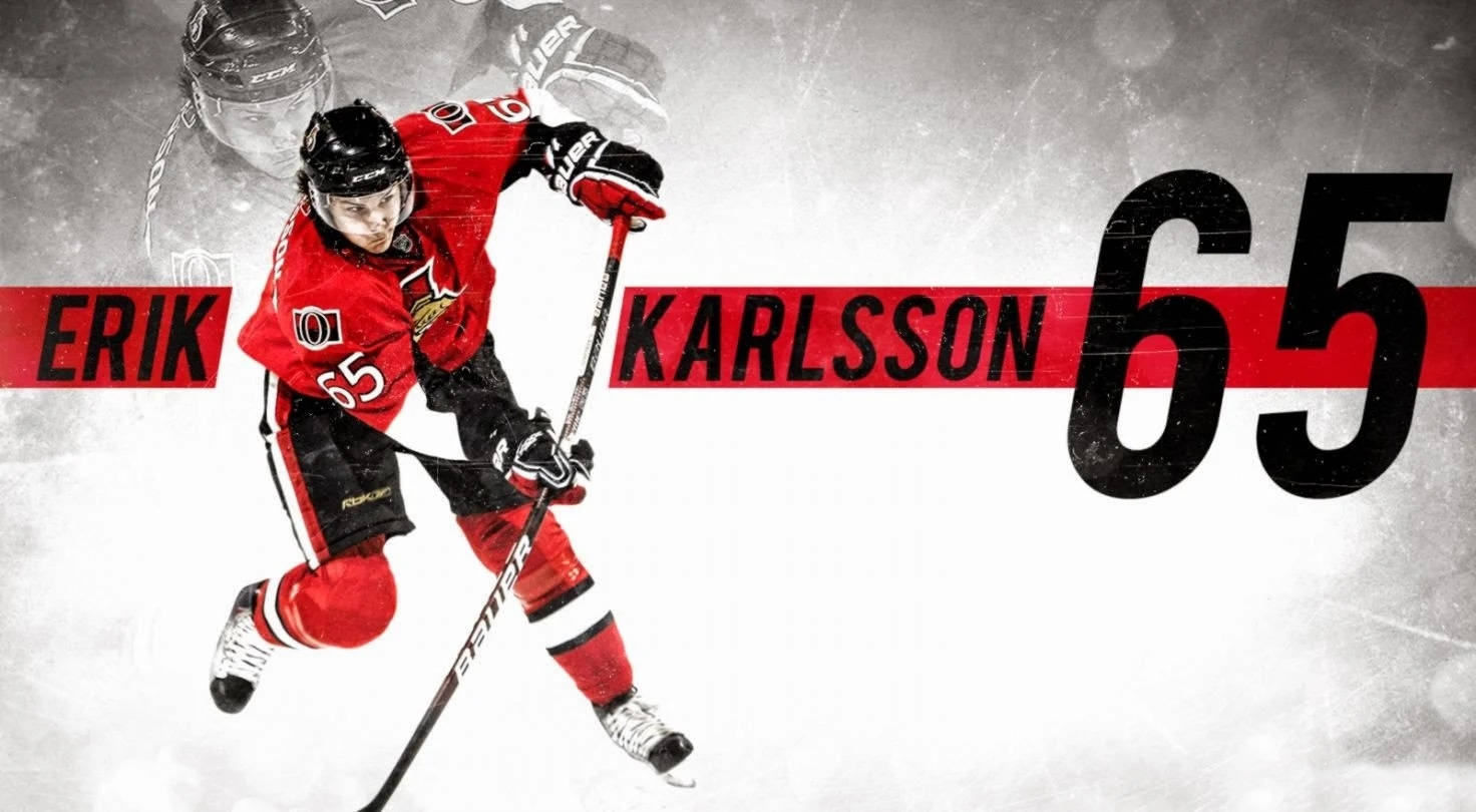 Fanartde Erik Karlsson Número 65 De Los Ottawa Senators. Fondo de pantalla
