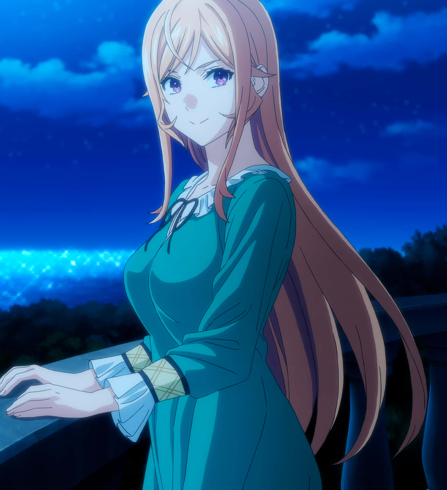 Erina Nakiri Balkon Malam Wallpaper