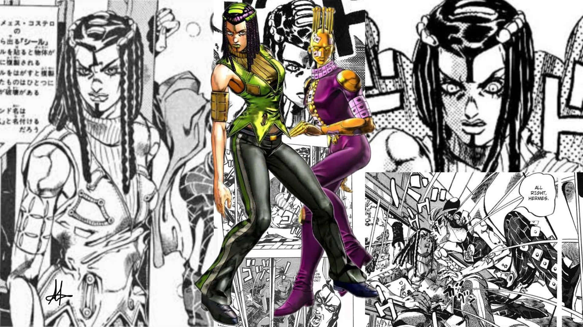 Kolase Ermes Costello Dari Jojo's Bizarre Adventure Wallpaper