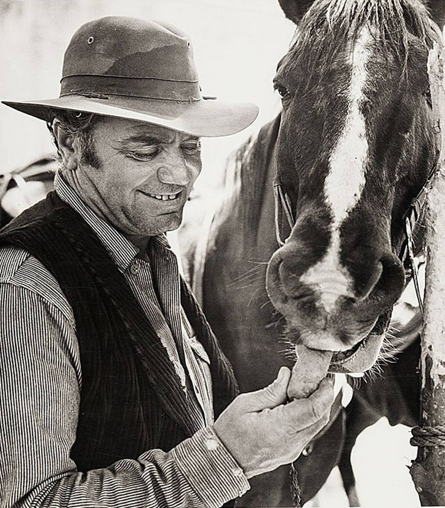 Ernest Borgnine Feeding A Horse Wallpaper