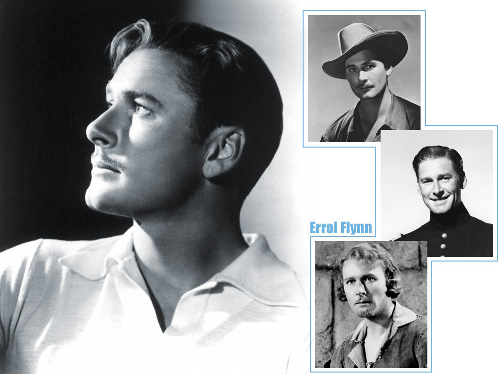 Errol Flynn sort og hvid collage Wallpaper
