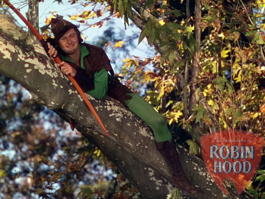 Errol Flynn Robin Hood i træscene tapet: Wallpaper