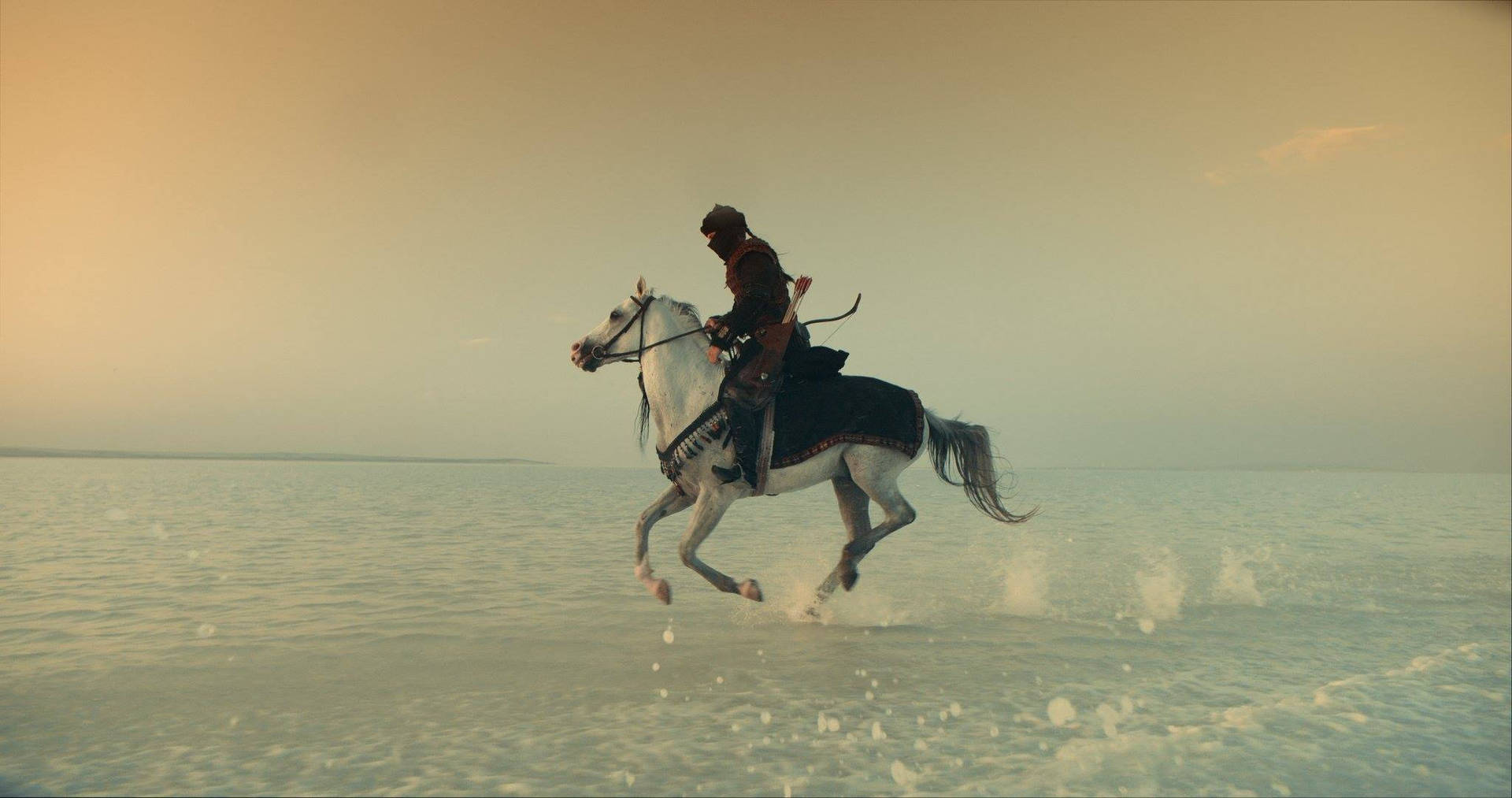 Ertugrul Gazi Riding Horse On Water Wallpaper