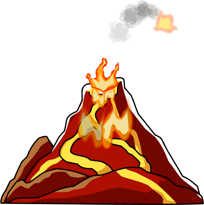 Erupting Volcano Cartoon Illustration PNG