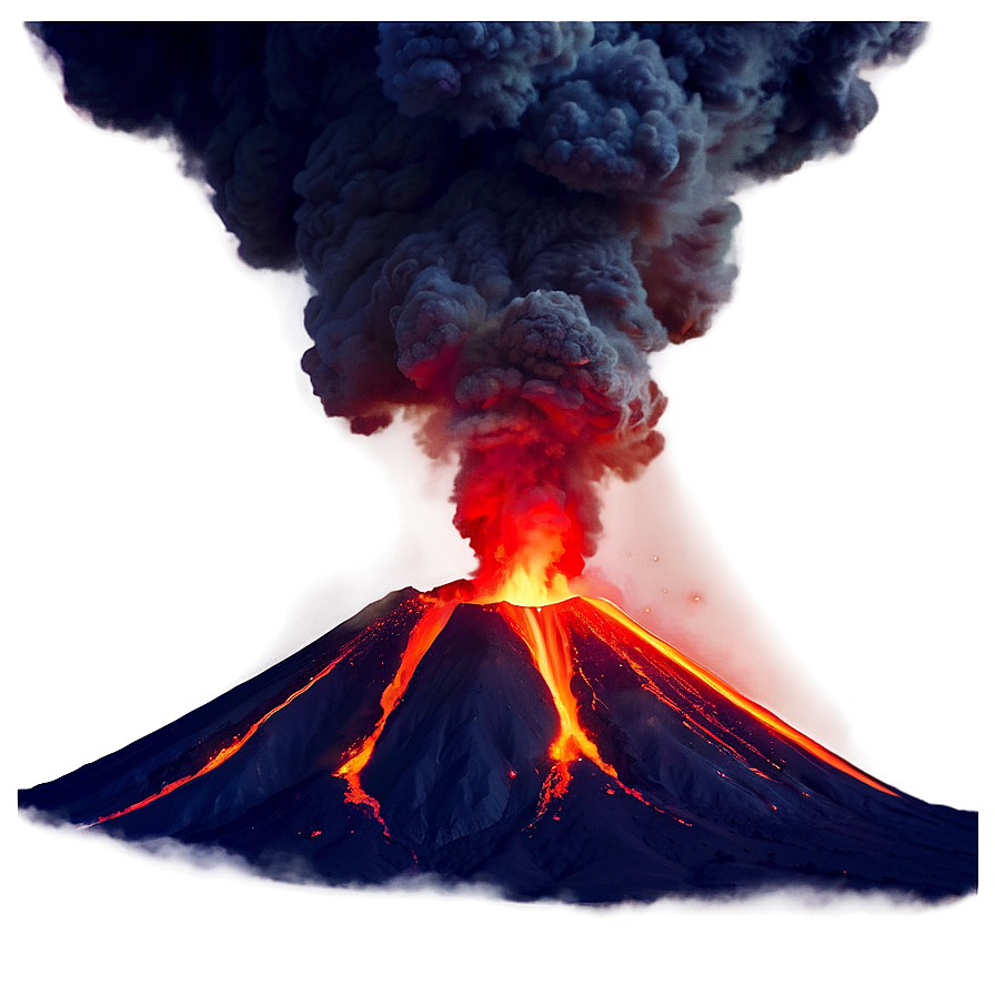 Erupting Volcano Red Sky Png Kwx51 PNG
