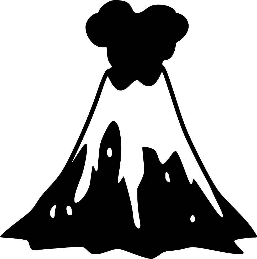 Erupting Volcano Silhouette PNG