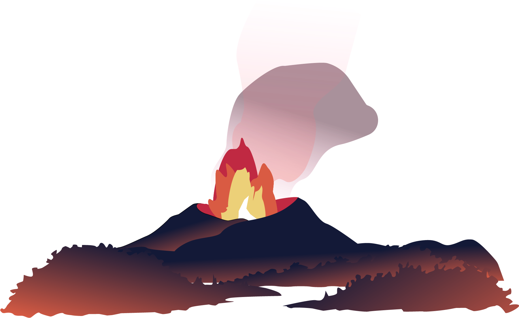 Erupting Volcano Vector Illustration PNG