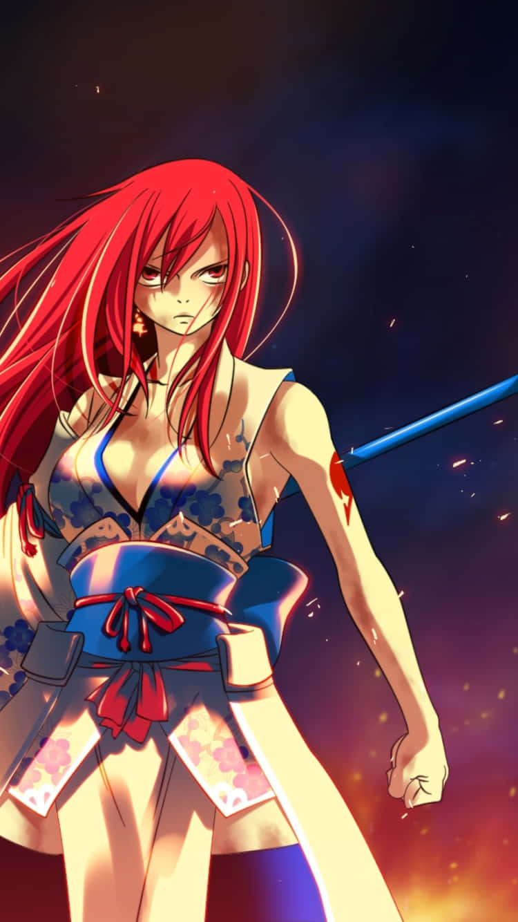 Erza Scarlet in her Magical Armor Wallpaper
