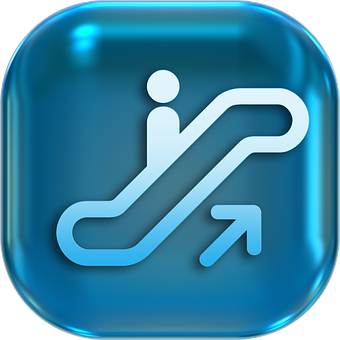 Escalator Icon Blue Glossy PNG