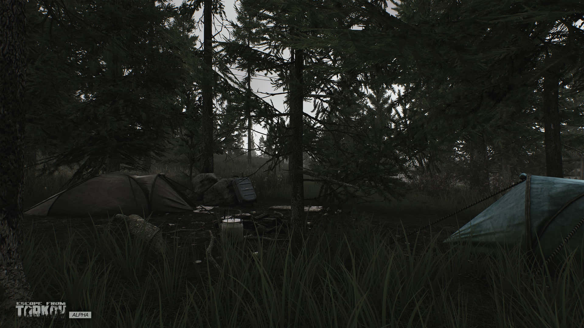 Escape From Tarkov_ Campsite In Woods_ Alpha Stage Wallpaper