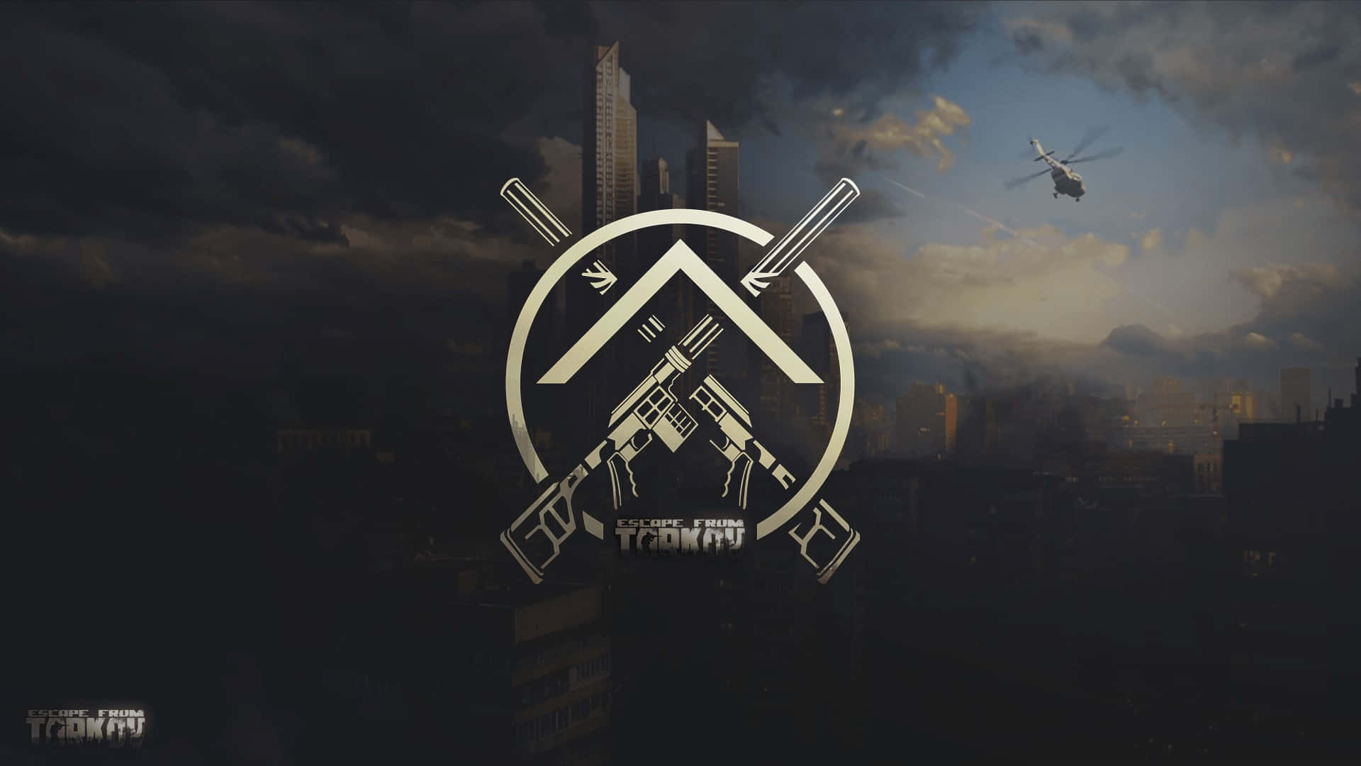 Escape From Tarkov Logo Cityscape Wallpaper