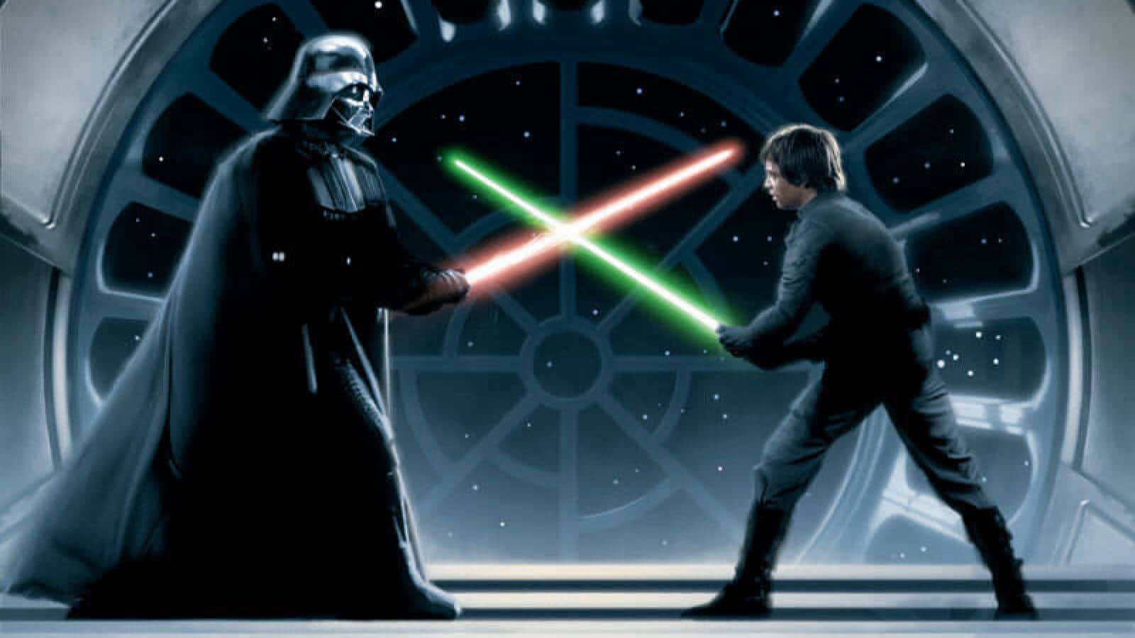 Escenaicónica En El Retorno Del Jedi Con Luke Skywalker Y Darth Vader. Fondo de pantalla