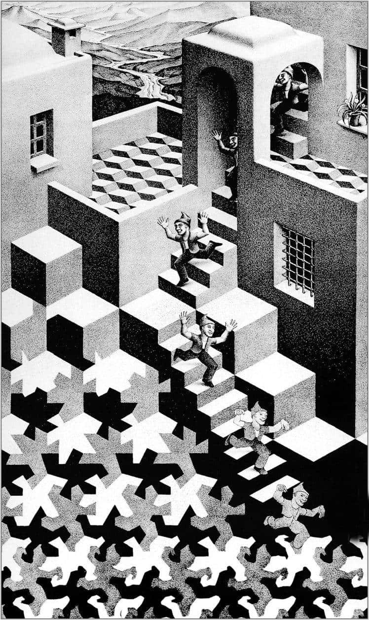 A Black And White Drawing Of A Puzzle With People In It Wallpaper