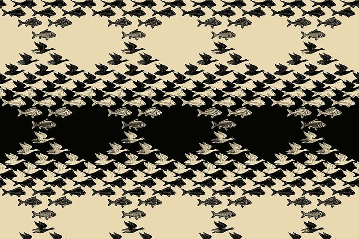 Cieloy Agua I Arte De Maurits Cornelis Escher Fondo de pantalla