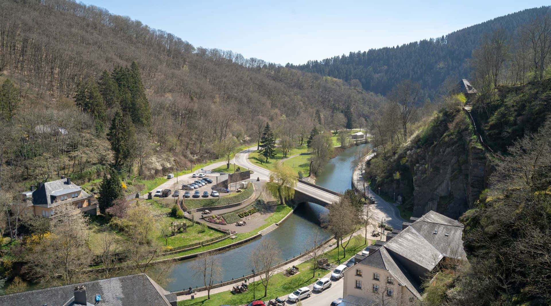 Eschsur Alzette River Valley View Wallpaper