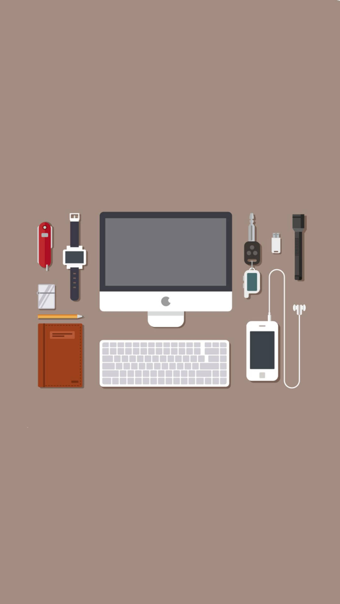 Essentials De Mesa De Escritório Minimalista Para Iphone Papel de Parede