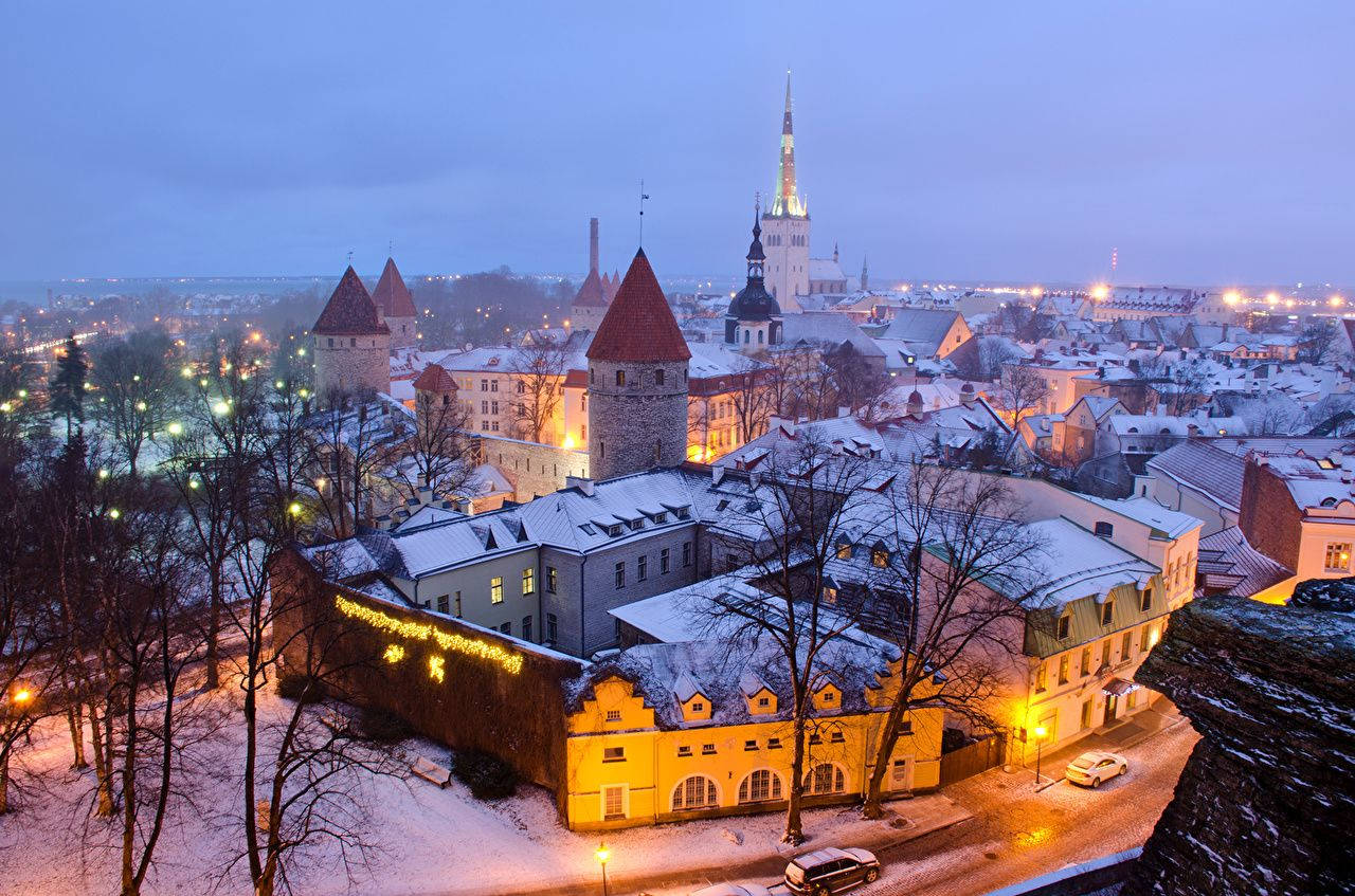 L'estonia Coperta Di Neve Invernale Sfondo