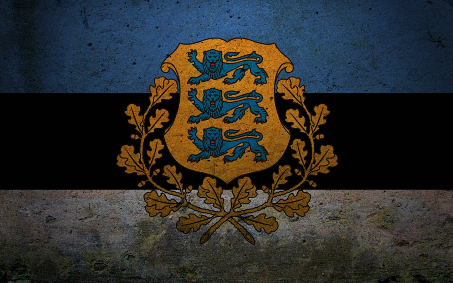 Estniskaflaggan Med Emblem. Wallpaper