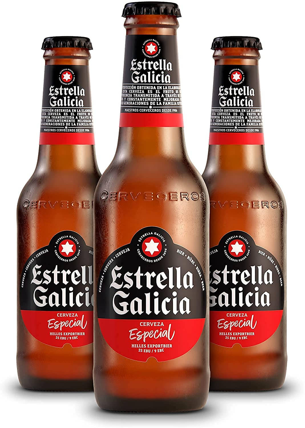 Estrella Galicia Cerveza Especial Flasker & Glas Væg Tapet Wallpaper