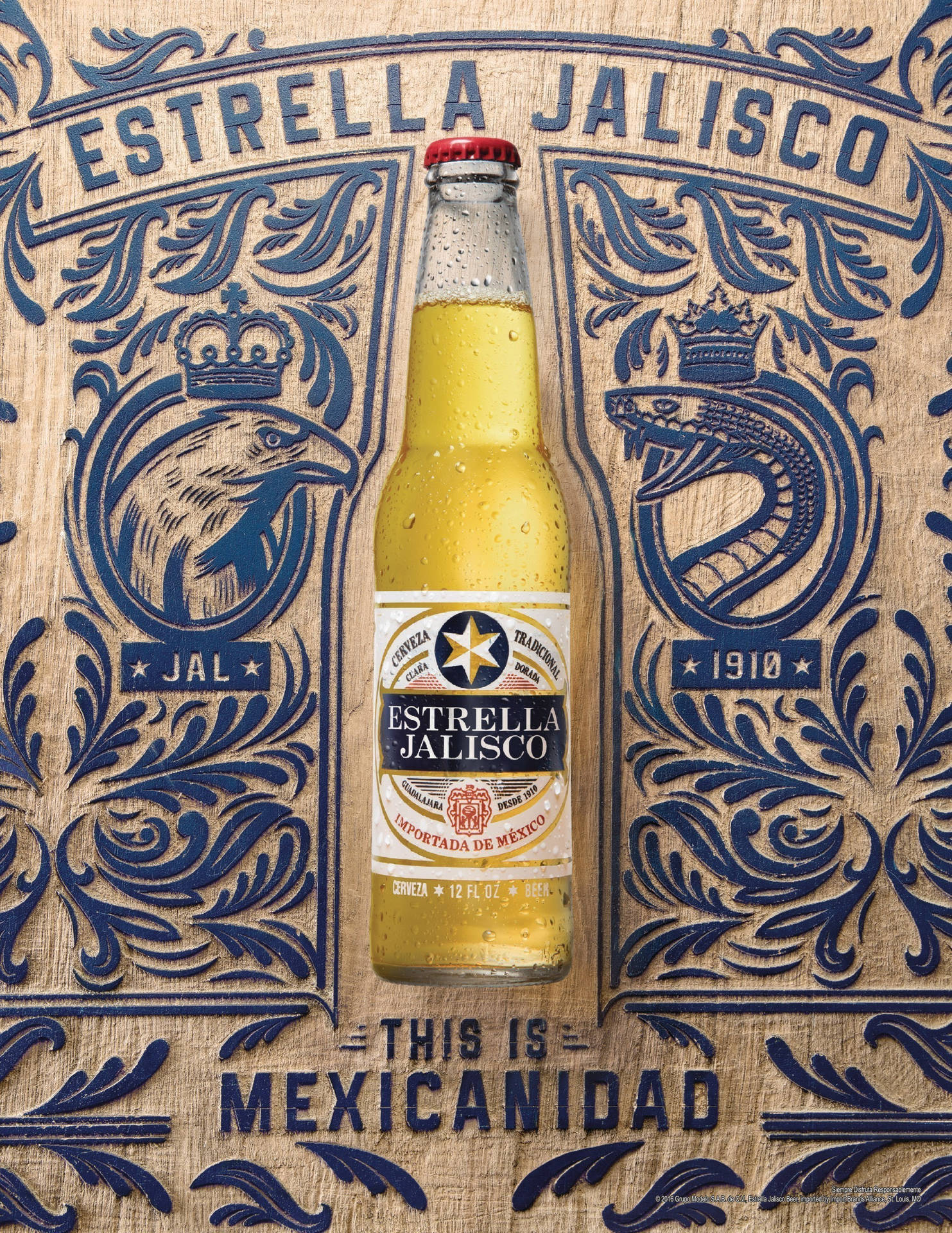 Estrella Jalisco In Its Red, Blue And Yellow Label Wallpaper