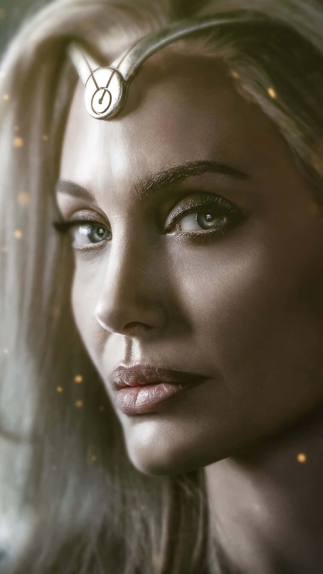 Angelina Jolie I En Gylden Kjole Wallpaper