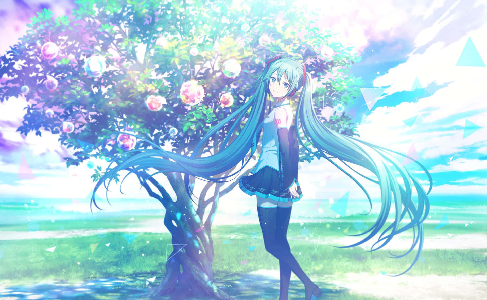 Ethereal Anime Girl Beneath Tree Wallpaper