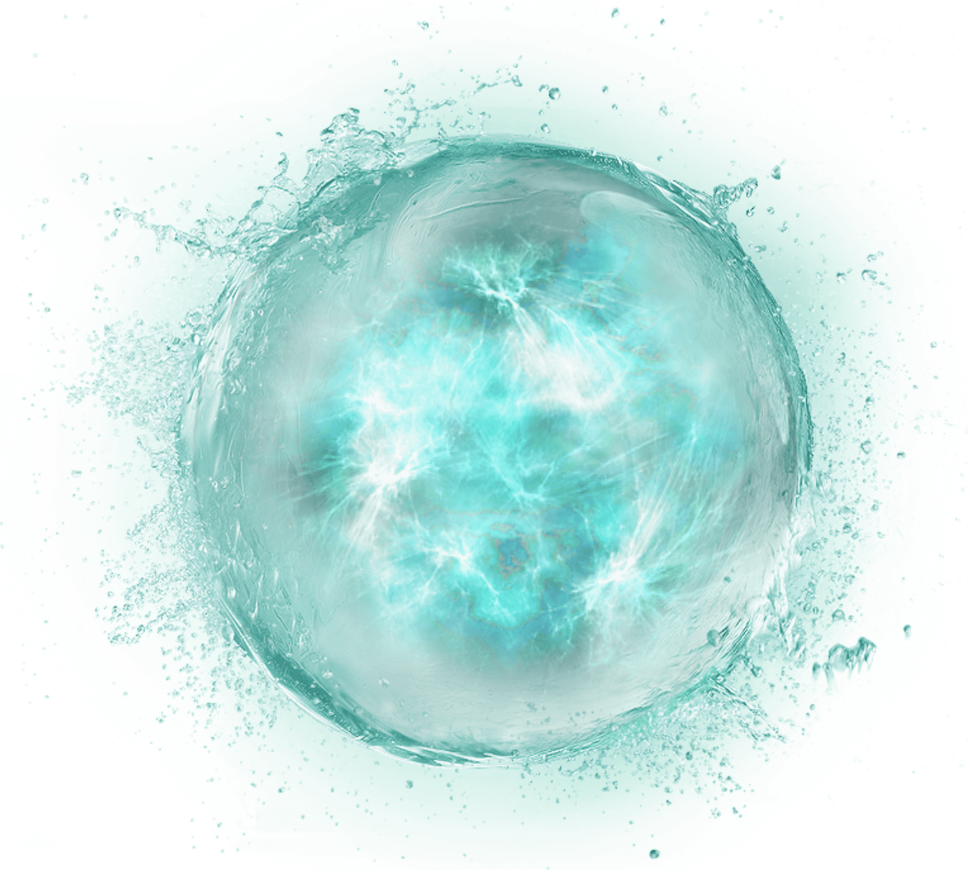 Ethereal Aqua Sphere Bubble PNG