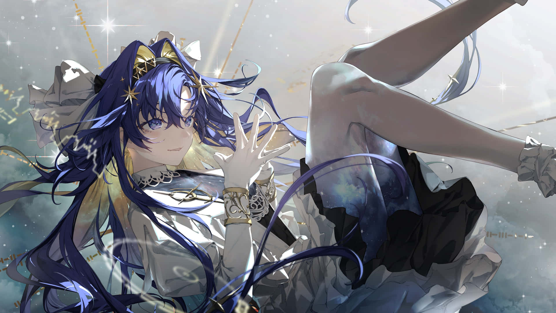 Ethereal Blue Anime Character Wallpaper