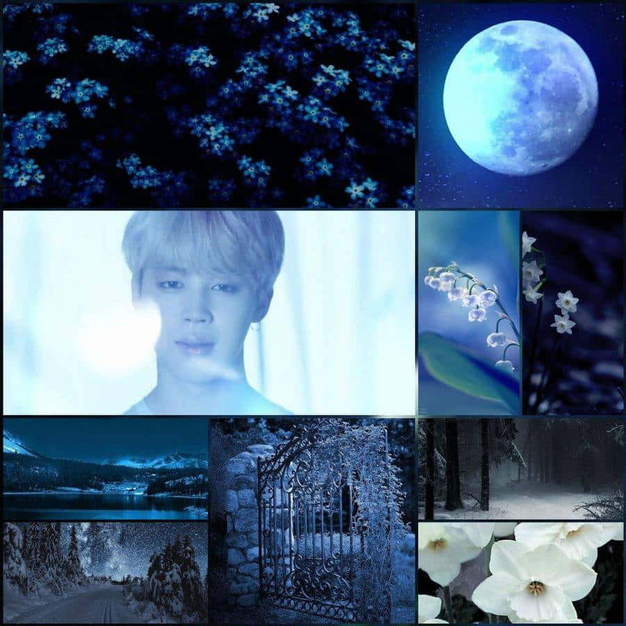 Ethereal_ Blue_ Moon_ Collage Wallpaper