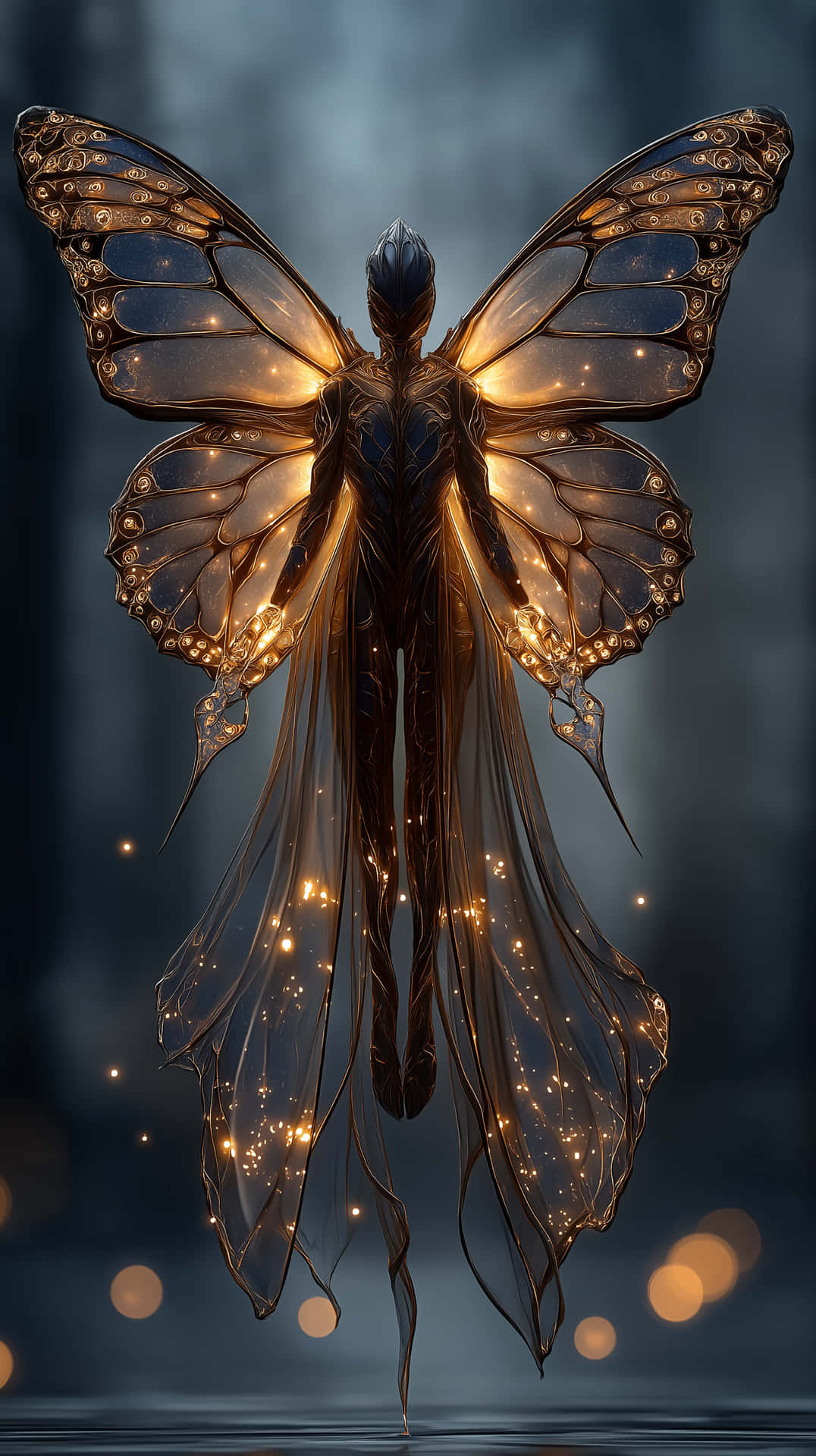 Ethereal Butterfly Being With Luminous Wings And Sparkles Wallpaper